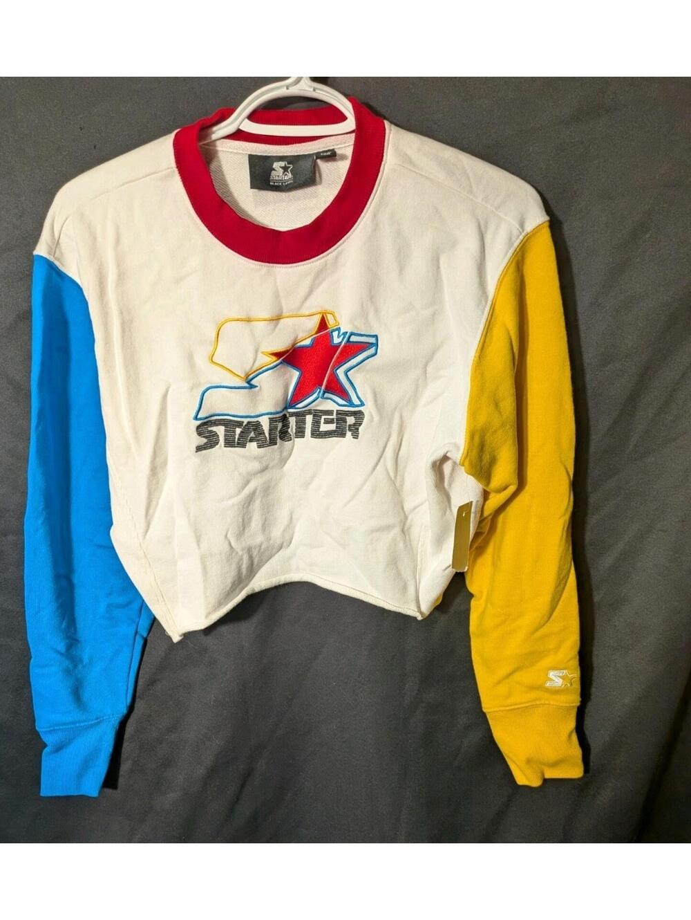 Starter Black Label Cropped Sweatshirt Medium M Colorblock Retro Logo
